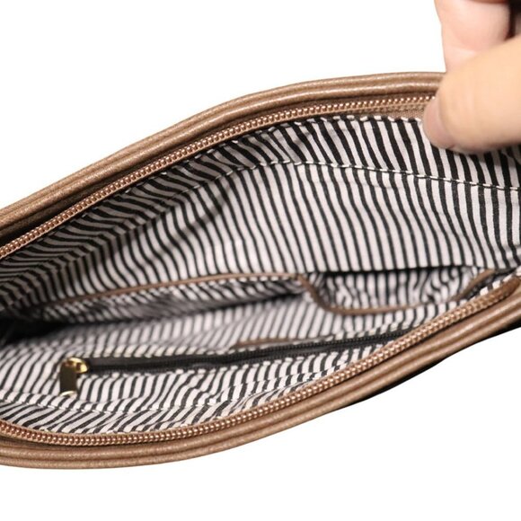 K STUDIO BROWN MULTI ZIPPER  PURSE - Picture 3 of 3